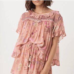 Spell Wild Bloom Blouse / Top in Blush, XS